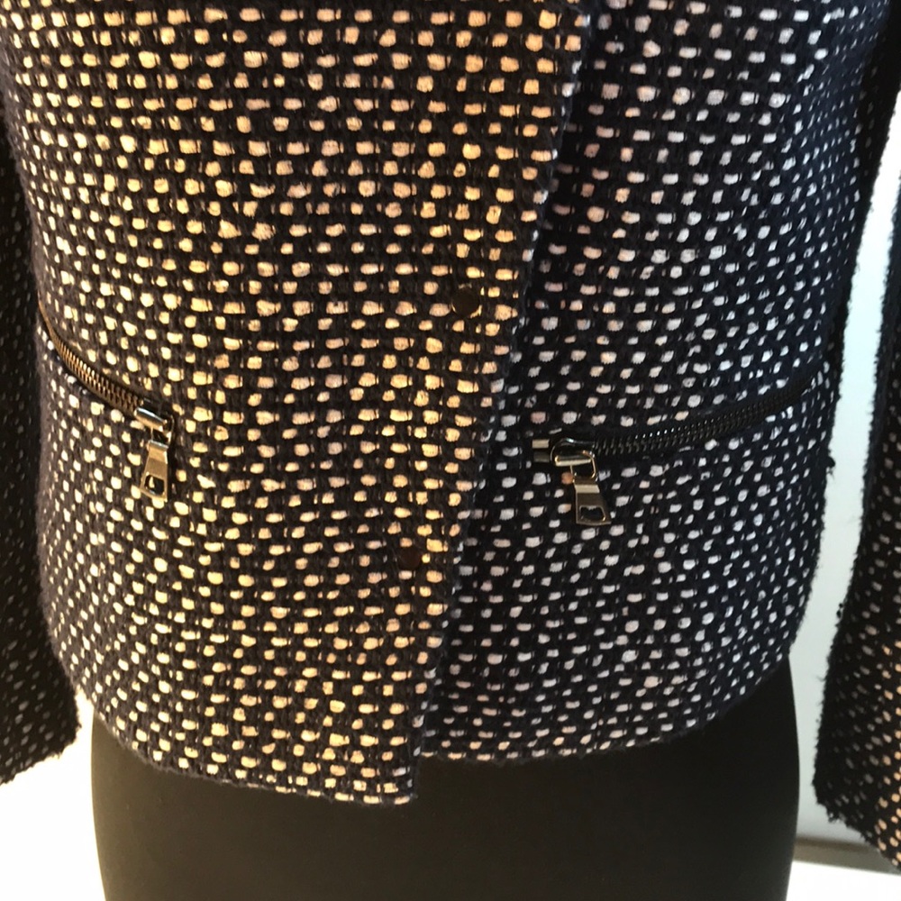 Ann Taylor Navy & White Tweed Jacket Size 0 - Picture 2 of 8